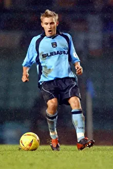 Images Dated 2002: Intense Rivalry: Craig Pead Stares Down Derby County Opponents in Coventry City's Division One Clash (21-12-2002)