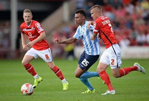 Football Birmpics Prints: Intense Rivalry: Demetriou vs Murphy Clash in Walsall vs Coventry City Football Match
