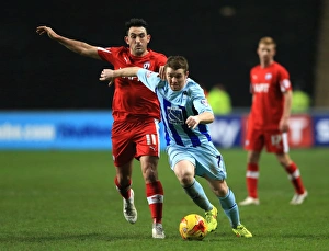 Images Dated 2014 December: Intense Rivalry: Fleck vs Roberts - Coventry City vs Chesterfield League One Clash