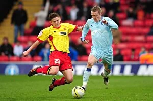 17-03-2012 v Watford, Vicarage Road Collection: Intense Rivalry: Gary McSheffrey vs. Sean Murray - Coventry City's Championship Showdown at