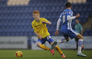 Images Dated 2014 November: Intense Rivalry: Haynes vs. Gilbey in Coventry City's Sky Bet League One Clash at Colchester United