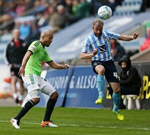 Images Dated 30th April 2016: Intense Rivalry: Hunt vs. Baptiste in Coventry City vs. Sheffield United, Sky Bet League One