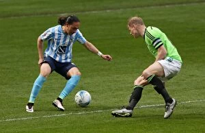 Images Dated 30th April 2016: Intense Rivalry: Jodi Jones vs Jay McEveley in Coventry City vs Sheffield United Football Match