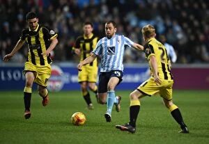 Images Dated 16th January 2016: Intense Rivalry: Joe Cole Faces Off Against Burton Albion's Anthony O'Connor and Mark Duffy