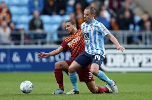 Images Dated 19th April 2016: Intense Rivalry: Joe Cole vs. James Meredith - Coventry City vs. Bradford City, Sky Bet League One