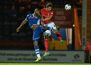 Sky Bet League One - Rochdale v Coventry City - Spotland Stadium Collection: Intense Rivalry: Martin vs. Andrew - Battle for Possession in Coventry City vs