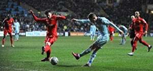 Images Dated 2013 February: Intense Rivalry: McSheffrey vs Tootle - Coventry City vs Crewe Alexandra in the Johnstone's Paint Trophy Northern