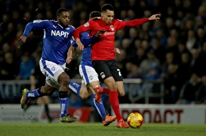 Football Soccer Birmpics Full Length Prints: Intense Rivalry: Murphy vs Ebanks-Blake's Fierce Tackle in Coventry City's League One Clash at Chesterfield