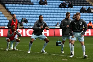 Images Dated 2012 January: Intense Warm-Up: Coventry City Players Prepare for Championship Showdown against Middlesbrough (21-01-2012)