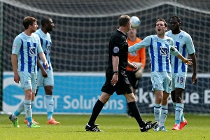 Jim O'Brien Argues with Referee during Coventry City vs Crewe Alexandra Match in Sky Bet League One at Ricoh Arena