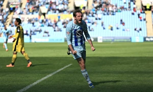 Images Dated 2015 April: Jim O'Brien Scores First Goal for Coventry City in Sky Bet League One Match Against Colchester United at Ricoh