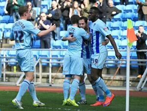 Images Dated 11th April 2015: Jim O'Brien Scores First Goal: Coventry City's Triumph over Colchester United in Sky Bet League One
