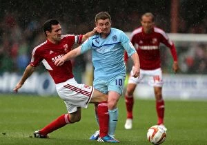 Images Dated 13th October 2012: John Fleck Foul by Tommy Miller: Swindon Town vs Coventry City, Football League One
