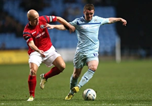 Images Dated 2013 January: John Fleck vs Matt Richards: A Tense Battle in Coventry City's Npower League One Clash Against Shrewsbury Town