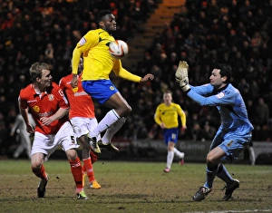 Images Dated 2013: Johnstones Paint Trophy Final Second Leg: Edjenguele's Near-Miss for Coventry City vs Crewe Alexandra