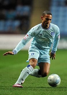 Images Dated 14th February 2012: Jordan Clarke Faces Off Against Leeds United at the Ricoh Arena (Npower Championship, 14-02-2012)