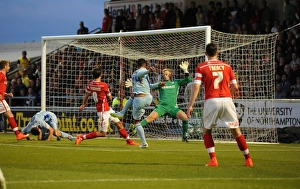 Images Dated 2014: Jordan Clarke Scores Coventry City's Second Goal vs Barnsley in Sky Bet League One at Sixfields Stadium