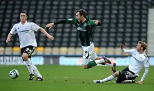 Images Dated 2012 January: Keogh Fouled by Green: Coventry City vs Derby County Championship Clash at Pride Park