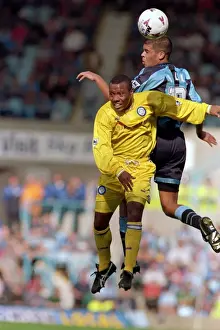 Images Dated 1996: Leap of Faith: Wallace vs. Hall - Intense Battle for the Ball in Coventry City vs