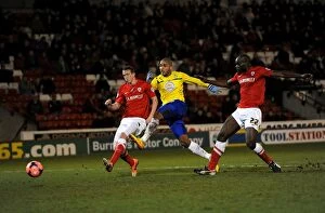 Images Dated 4th January 2014: Leon Clarke Scores Coventry City's Second Goal in FA Cup Third Round at Barnsley's Oakwell Stadium