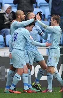 Images Dated 23rd February 2013: Leon Clarke Scores First Goal for Coventry City Against Crewe Alexandra at Ricoh Arena