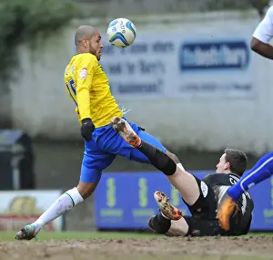 Images Dated 2013 February: Leon Clarke's Goal Thwarted by Trevor Carson: Bury vs Coventry City (Npower League One)