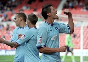 Images Dated 27th August 2011: Lucas Jutkiewicz Scores First Goal for Coventry City vs. Middlesbrough (2011)
