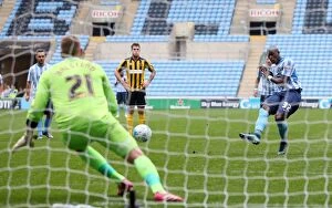 Images Dated 3rd October 2015: Marc Antoine Fortune Scores Penalty: Coventry City's Victory Moment vs Shrewsbury Town
