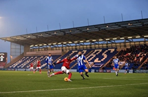 Images Dated 2015 November: Marc Antoine-Fortune's Determined Shot: Coventry City vs Colchester United in Sky Bet League One