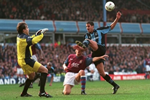 Marcus Hall Thwarted: Aston Villa's Alan Wright and Mark Bosnich Deny Coventry City in FA Cup Fifth Round