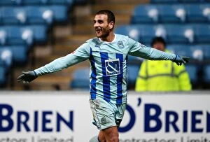 Images Dated 10th February 2015: Marcus Tudgay Scores First Goal: Coventry City's Triumph over Scunthorpe United in Sky Bet League