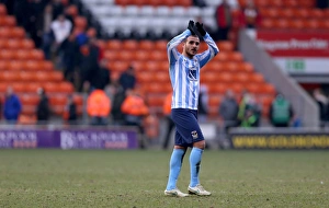 Season 2015-16 Prints: Marcus Tudgay's Victory Salute: Coventry City's Triumph at Blackpool (Sky Bet League One)
