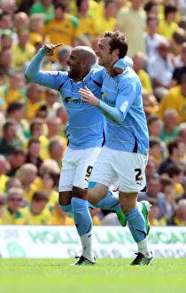 Marlon King and Richard Keogh Celebrate Coventry City's First Goal vs. Norwich City (Npower Championship, 07-05-2011)