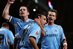 Images Dated 26th September 2007: Michael Mifsud's Double Stunner: Coventry City's Shocking Carling Cup Upset of Manchester United