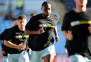 Images Dated 22nd October 2011: Nathan Cameron's Focused Pre-Game Warm-Up Ahead of Coventry City vs Burnley (Npower Championship)