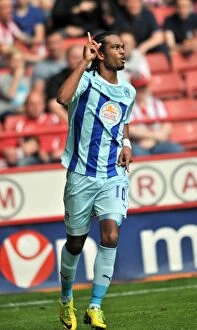 Images Dated 3rd May 2014: Nathan Delfouneso Scores First Goal: Coventry City's Triumph at Bramall Lane (Sky Bet League One)