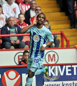 Images Dated 2014: Nathan Delfouneso Scores First Goal for Coventry City: Sky Bet League One Triumph at Bramall Lane vs