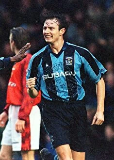 FA Carling Premiership - Coventry City v Manchester United 28-12-1997 Collection: Noel Whelan Scores the Opener Against Manchester United in FA Premiership