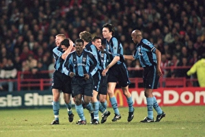 History Prints: Paul Telfer Scores the Goal that Sent Coventry City to FA Cup Semi-Finals: Euphoric Celebration with Teammates