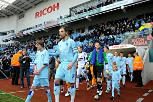 Images Dated 10th December 2011: Richard Keogh and Coventry City Team Kick-Off against Hull City in Championship Match at Ricoh Arena (10-12-2011)