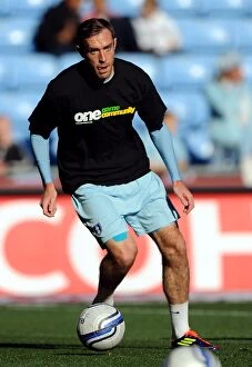 Images Dated 22nd October 2011: Richard Keogh's Focused Pre-Game Routine: Coventry City vs. Burnley