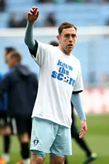 Images Dated 2012 April: Richard Keogh's Pre-Match Warm-Up with Know the Score T-Shirt (Coventry City vs)