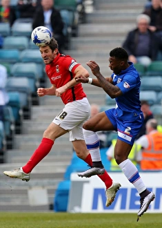 Season 2015-16 Prints: Sam Ricketts vs. Ryan Jackson: Intense Clash in Sky Bet League One Match at MEMS Priestfield Stadium