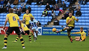 Images Dated 2015 January: Sanmi Odelusi Scores Coventry City's Second Goal Against Rochdale in Sky Bet League One