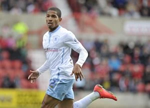 Images Dated 30th August 2014: Simeon Jackson Leads Coventry City in Sky Bet League One Clash vs Swindon Town at County Ground