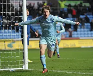 Images Dated 2013 January: Stephen Elliott Scores Opening Goal for Coventry City vs Oldham in League One at Ricoh Arena