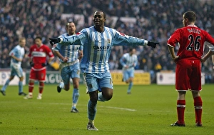 Images Dated 2006: Stern John's Euphoric FA Cup Goal Celebration vs. Middlesbrough (Ricoh Arena, 2006)