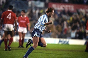 Classic Match Prints: Steve Livingstone celebrates after scoring the winning goal for Coventry City