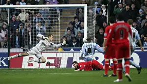 Images Dated 2006: Unsaved: Dele Adebola's Brilliant Attempt vs Mark Schwarzer in Coventry City's FA Cup Fourth Round Match